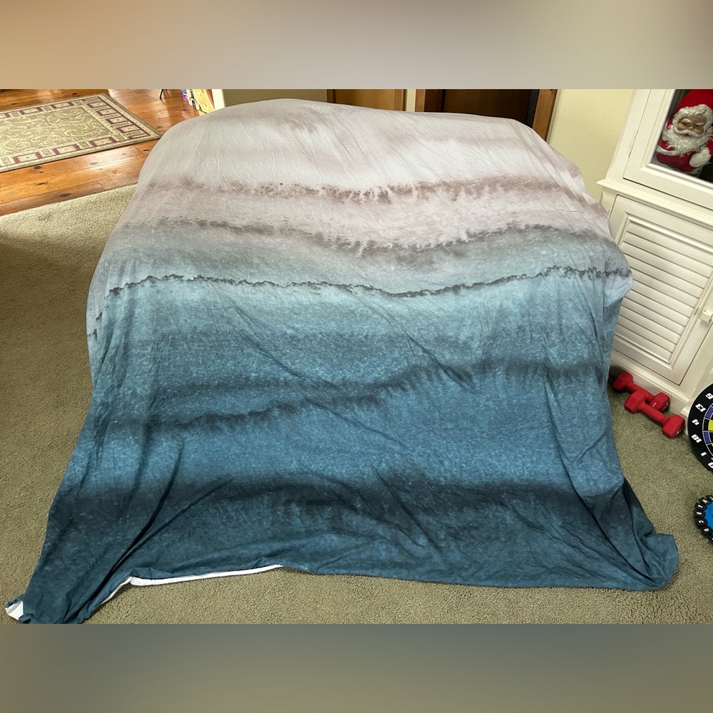 Society 6 Ombre Blue and Tan Duvet Cover King